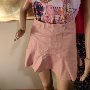 LEFTIES PINK LEATHER LIKE WOMEN'S SKIRT SIZE XS COWGIRL BOOTS FRIENDLY FUN